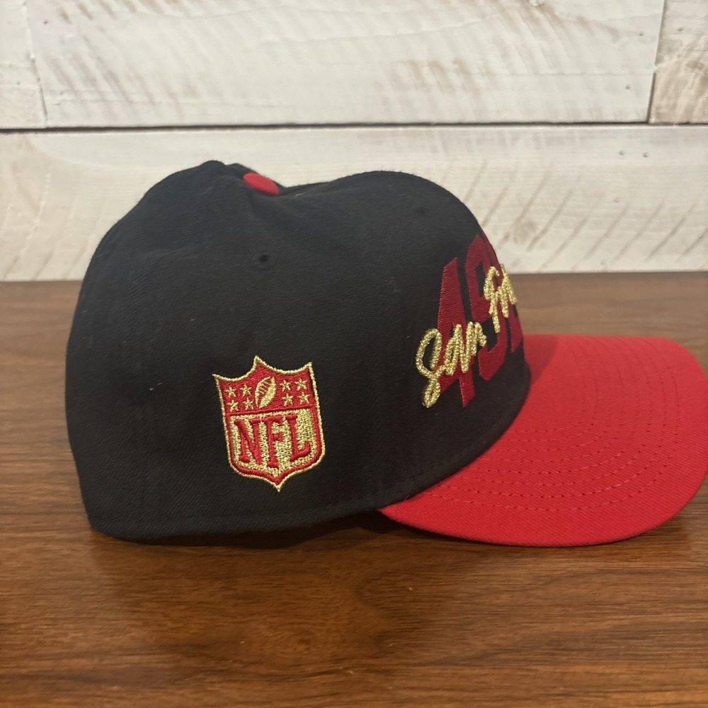 New Era 59fifty San Francisco 49ers Hat Cap Red Black NFL‎ Large /XL Spellout - Picture 3 of 6